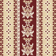 Seamless classic damask pattern in brown tone - vector illustration for luxury textile design.	