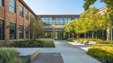 Stunning Courtyard Design in a Modern Brick Building