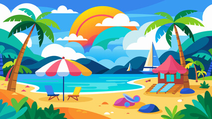 Obraz premium Tropical Beach Paradise. Summer Vacation Getaway