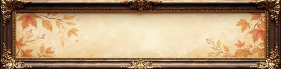 Ornate gilded frame, dark brown mount, gold slip Watercolor style , gold slip, golden, artwork