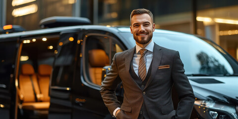 Stylish Businessman in a Luxurious City Setting