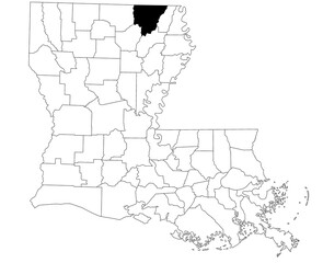 Map of morehouse Parish in Louisiana state on white background. single Parish map highlighted by black colour on Louisiana map. UNITED STATES, US