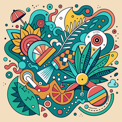 Summer Vibes. An Abstract Tropical Doodle Art Illustration