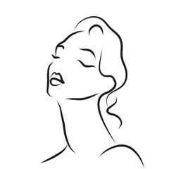 A minimalist illustration of a woman in a side profile
