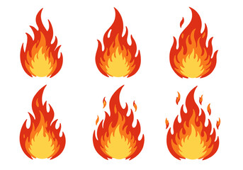 Cartoon Flames Set: Fiery Icons and Vector Illustration