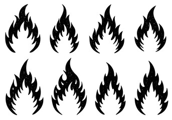 Fire Silhouette Collection: Hand-Drawn Flame Icons