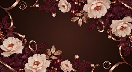 Vintage grunge floral background with pink roses, a delicate border, and a romantic design perfect for a wedding card or Valentine's illustration