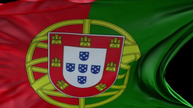Wipe Transition Flag of Portugal 3d rendering with alpha channel .	