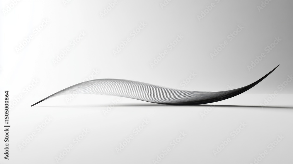 Poster abstract monochrome curve in isolated white background: a study in grayscale elegance and smooth lin