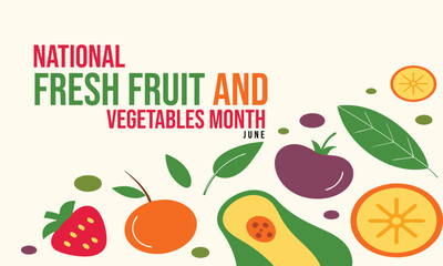 National Fresh Fruit and Vegetables Month. Fresh Fruit illustration background.