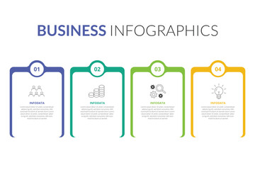 Business Infographic design template Vector with icons and 4 options or steps. Can be used for process diagram, presentations, workflow layout, banner, flow chart, info graph