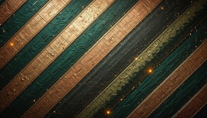 Luxurious Diagonal Stripes in Deep Emerald and Gold