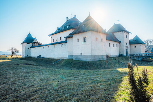 Gothic-Renaissance mansion water castle near the Wooden Protestant Articular Church in Hronsek, Banska Bystrica, Slovakia. Unesco World Heritage Site