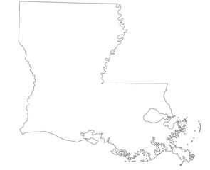 Louisiana map, High detailed illustration map - outline Louisiana State Map