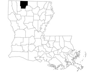 Map of claiborne Parish in Louisiana state on white background. single Parish map highlighted by black colour on Louisiana map. UNITED STATES, US