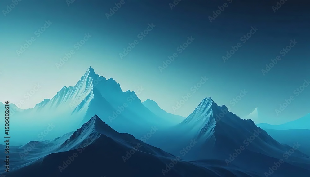 Aufkleber abstract teal waves create a soothing, flowing movement with a soft and textured aesthetic.