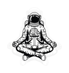 Astronaut in Meditation Pose Clipart