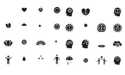Stress and Mental Health Line Icon Set