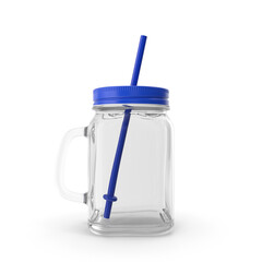 Blue Glass Jar Cup isolated on transparent background