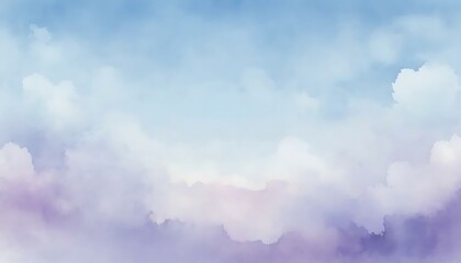Soft watercolor clouds drift serenely in a dreamy sky, evoking calmness and peaceful contemplation.