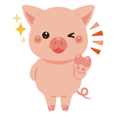 グッドサインを出すブタのキャラクターイラスト