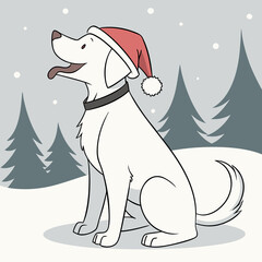 dog with christmas tree