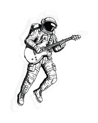 Astronaut Playing Guitar Illustration