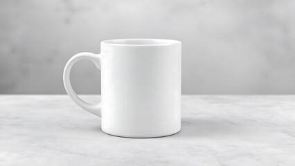 Obraz premium Minimalist White Mug on Marble Surface - Product Display Mockup