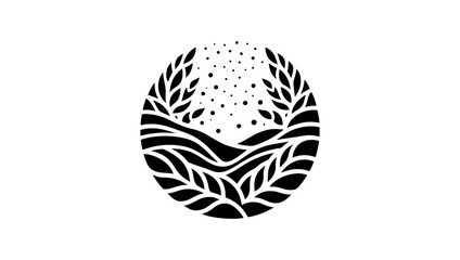 watercolour pattern flower logo vector in black and white colour