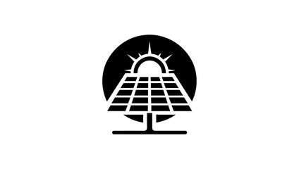 solar panel logo, sunrays, ai solar panel icon, logo, vector, icon, illustration, sign, design, technology, black, computer