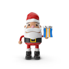 Cartoon Santa Claus Character With Gift Box isolated on transparent background