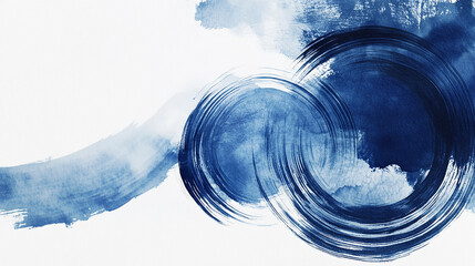 青の水彩画　丸テクスチャー背景イラスト　Generative AI