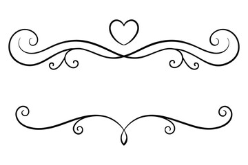 Vintage Heart Flourish Dividers for Romantic Invitations and Elegant Projects

