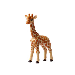 Adorable Baby Giraffe Toy Figurine on Transparent Background