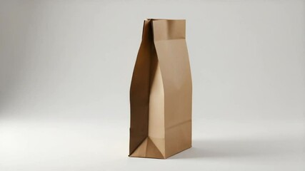 Brown paper bag standing upright on a clean surface