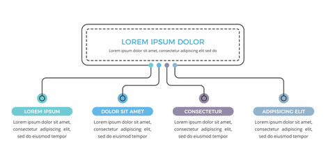 Simple flow chart infographic template with 4 elements, vector eps10 illustration