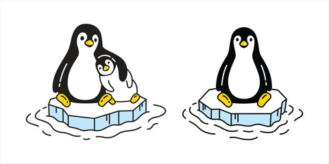 penguin seamless pattern sitting iceberg ice hug baby bird cartoon character icon doodle logo illustration isolated design
