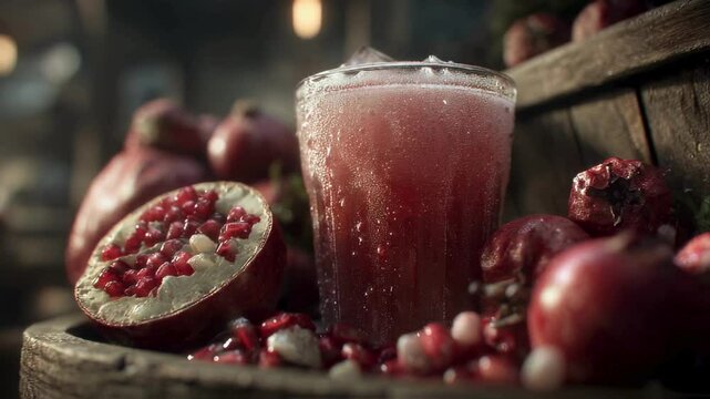 Refreshing Pomegranate Juice with Fresh Fruit
