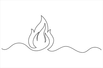 Fire icon continuous one line drawing minimalist style isolate simple outline vector illustration