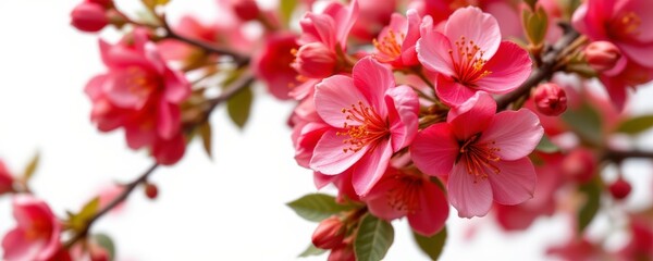 Pink Flowering Quince Branch