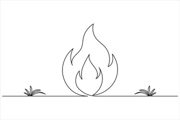 Fire icon continuous one line drawing minimalist style isolate simple outline vector illustration