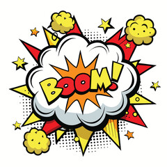 Cartoon comic sign burst clouds. Speech bubble, boom sign expression and pop art text frames. Comics mem expressions speech, superhero book bubbles label. Isolated vector symbols set 