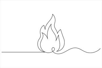 Fire icon continuous one line drawing minimalist style isolate simple outline vector illustration
