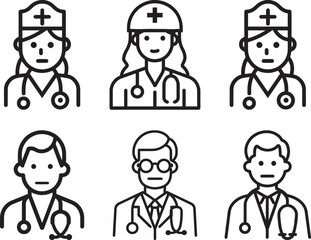 nurse linear icon black vector illustration