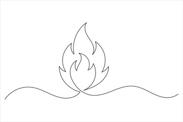 Fire icon continuous one line drawing minimalist style isolate simple outline vector illustration