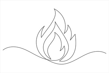 Fire icon continuous one line drawing minimalist style isolate simple outline vector illustration