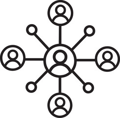 Fototapeta premium user network linear icon black vector illustration