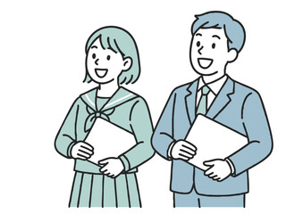 ノートパソコンを持つ高校生男女 – ICT教育の現場