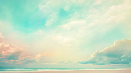 Obraz premium A serene beach at dawn, featuring pastel skies reflecting tranquility and peace, ideal for relaxation and inspiration.