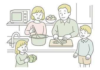 家族で一緒にクッキング！楽しいキッチンタイム